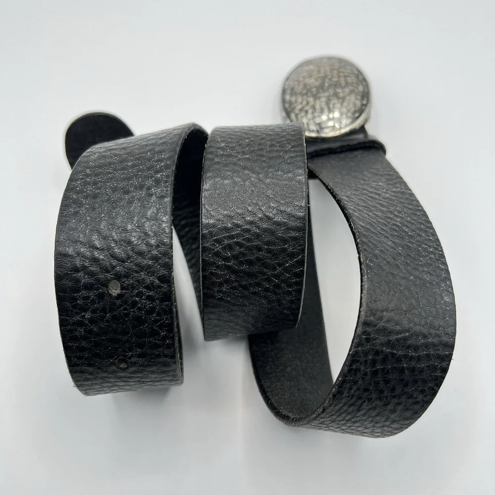 VTG Garuglieri Textured Genuine Leather Fashion Belt Small Black Made In Italy‎